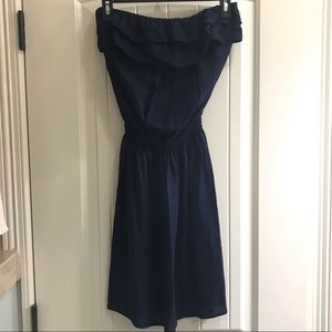 Navy strapless dress